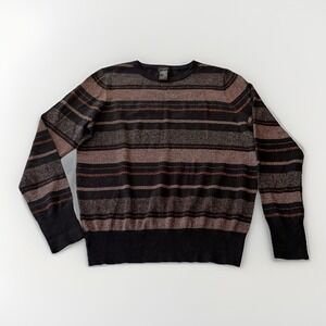 3/$25 Sale! Ann Taylor‎ Women's Sweater Size L Black Gold Metallic Cotton Blend